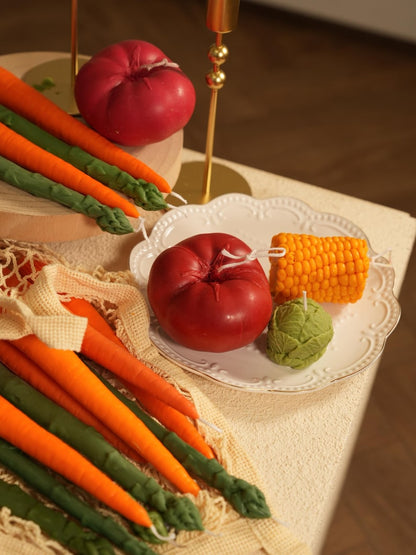 Sojawachs Pflanzenkerzen, Vegan, Handgefertigt, Gemüse-Dekoration, Naturnahes Design, 6-teilig