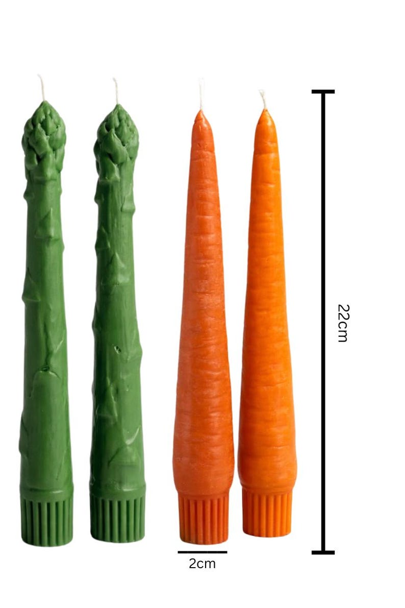Spitzkerze Karotte oder Spargel 22 cm Sojawachs unparfümiert Frühlingsdekoration