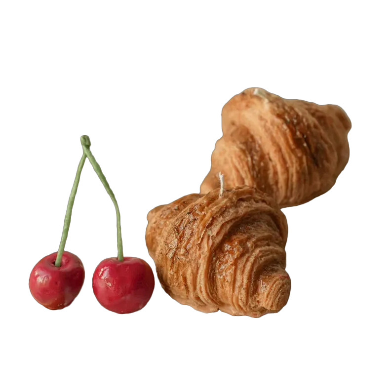 Handgefertigte Bäckerei Kerze – Brotlaib, Croissant und Früchte – parfümiert oder unparfümiert