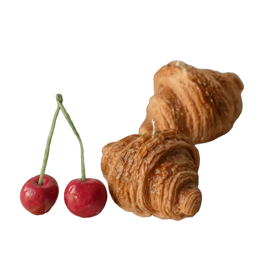Handgefertigte Bäckerei Kerze – Brotlaib, Croissant und Früchte – parfümiert oder unparfümiert