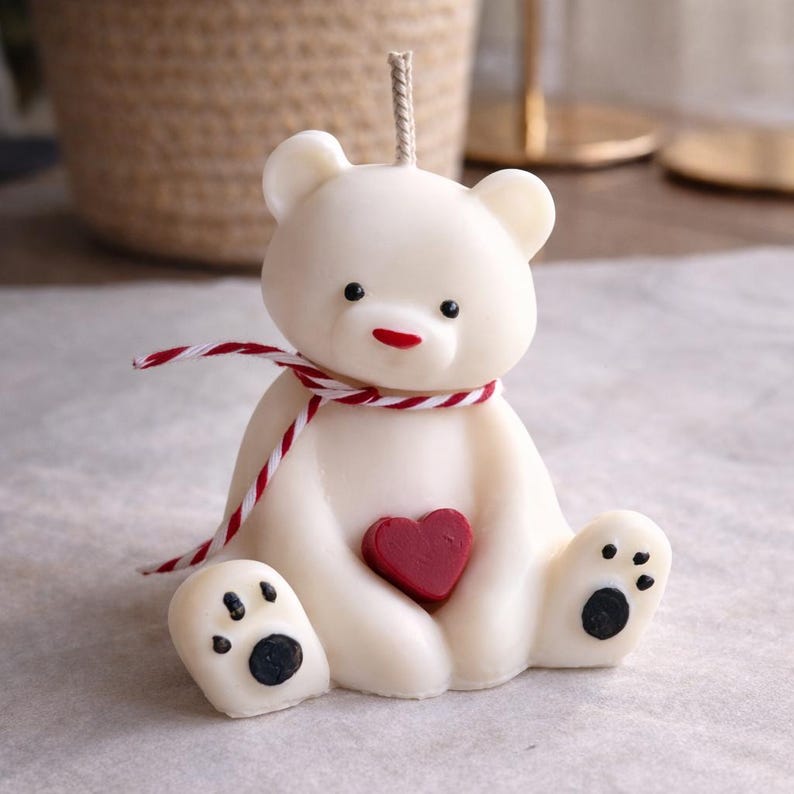 Teddybär Kerze aus Rapswachs, Bären Kerze, Frühlingskerze, Geschenk, Home Decor