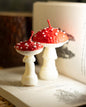 Roter Pilz & Oyster Cluster Kerzen Set, Handgegossen, Dekorative Skulpturkerzen