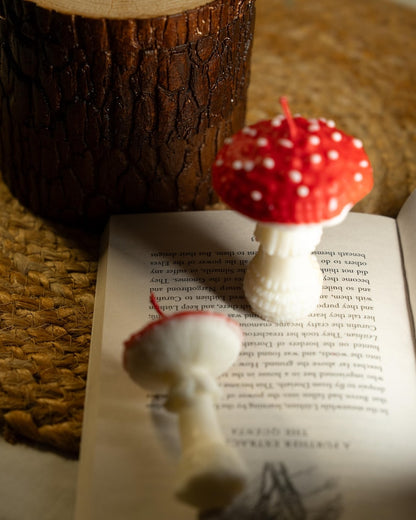 Roter Pilz & Oyster Cluster Kerzen Set, Handgegossen, Dekorative Skulpturkerzen