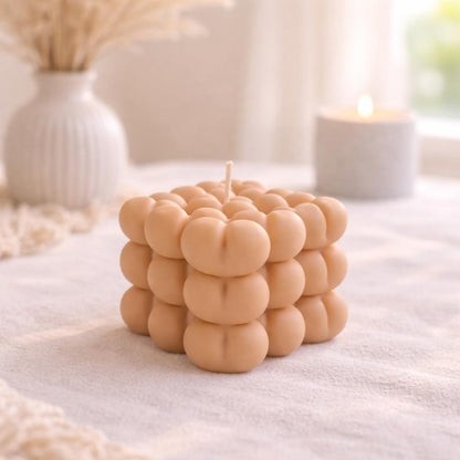 Herzförmige Bubble Kerze aus Rapswachs | Herz Design | Weiß Beige Rosa