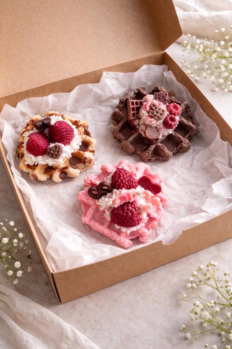 Croissant Kerze mit Beeren-Drip – Handgegossene duftfreie Rapswachs Kerze, realistische Pastry Deko, 9 x 7 cm