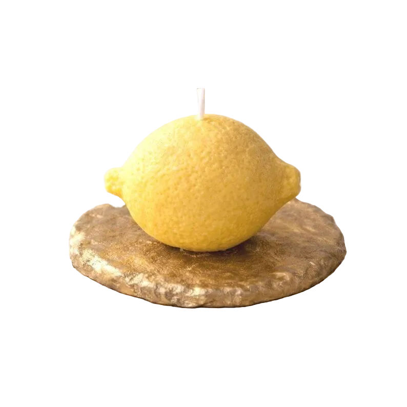 Zitronenkerze aus Rapswachs | Realistische Obstdeko | Gelb 6x5 cm