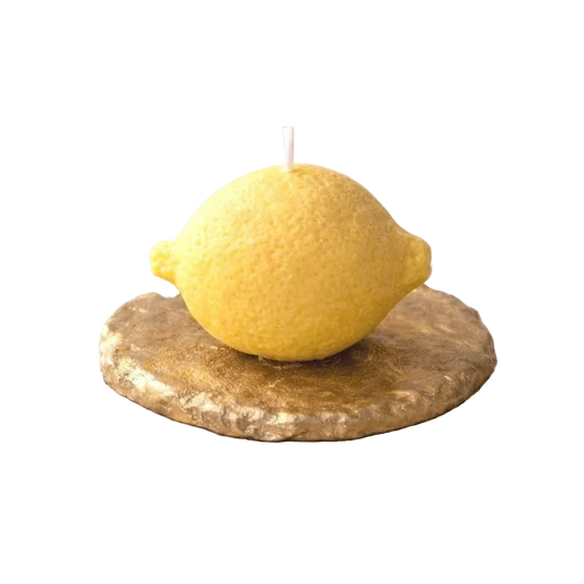 Zitronenkerze aus Rapswachs | Realistische Obstdeko | Gelb 6x5 cm