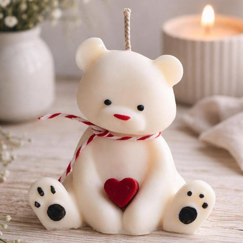 Teddybär Kerze aus Rapswachs, Bären Kerze, Frühlingskerze, Geschenk, Home Decor
