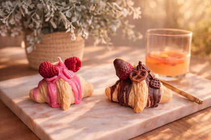 Rapswachs Croissant Kerze Schoko-Strawberry 9x7 cm 100 g