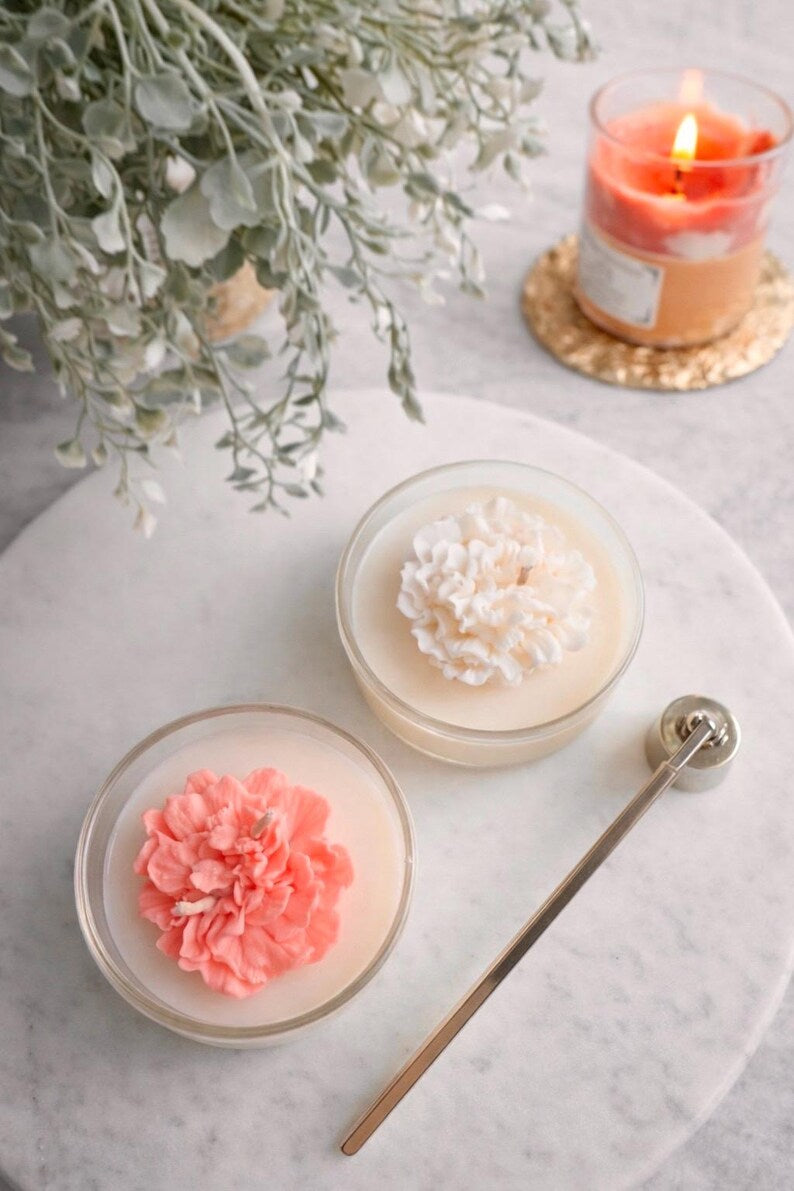 Herzförmige Bubble Kerze aus Rapswachs | Herz Design | Weiß Beige Rosa