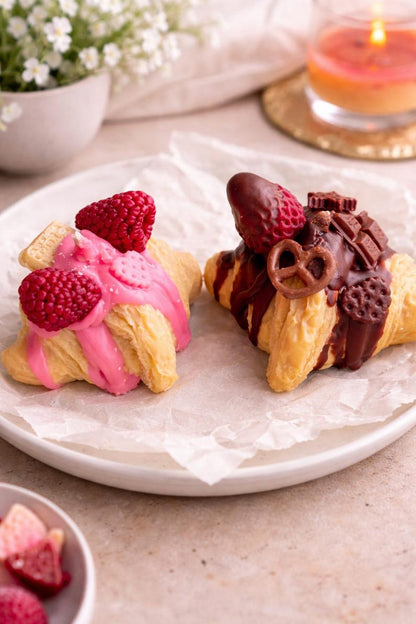 Rapswachs Croissant Kerze Schoko-Strawberry 9x7 cm 100 g