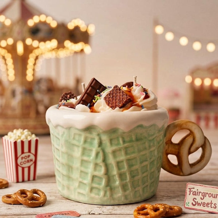 Sojawachs Duftkerze in Tasse | Dessert Candle | Vanilla Cotton Candy Fairground | 350 ml