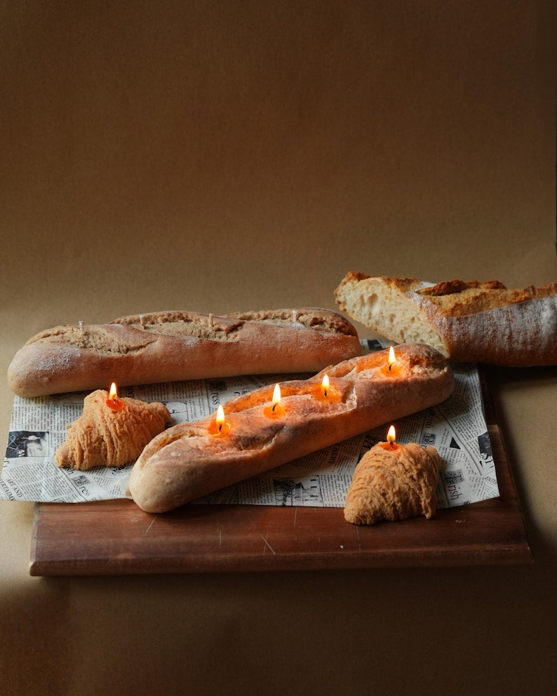 Baguette Candle Realistic Bread Loaf Unscented 400g Decorative