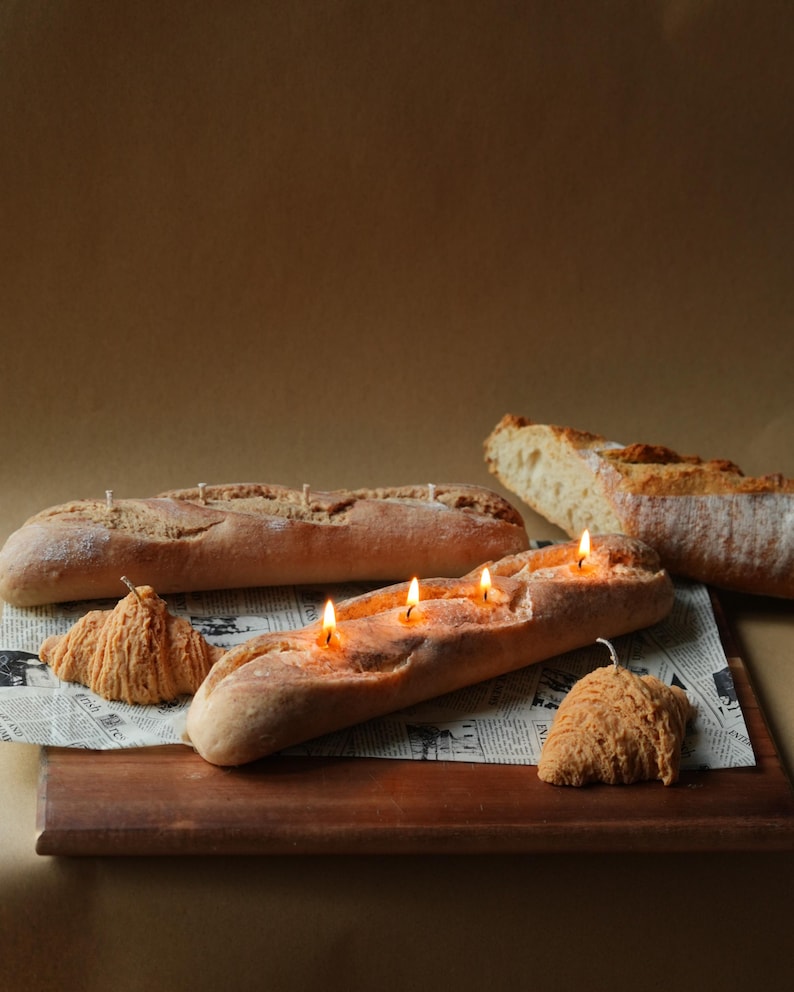 Baguette Candle Realistic Bread Loaf Unscented 400g Decorative