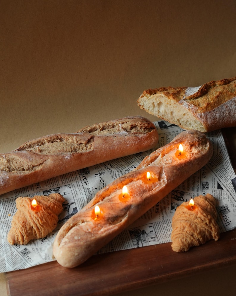 Baguette Candle Realistic Bread Loaf Unscented 400g Decorative