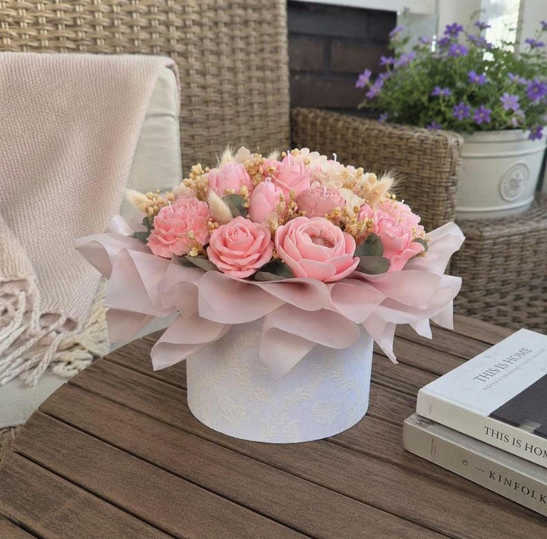 Blumen Duftkerze Geschenk für Frauen Geburtstag Romantisch