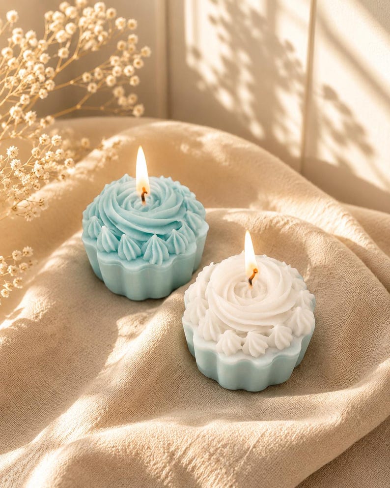 Cupcake Kerze aus Sojawachs, 6x6x4,5 cm, Geburtstagskerze