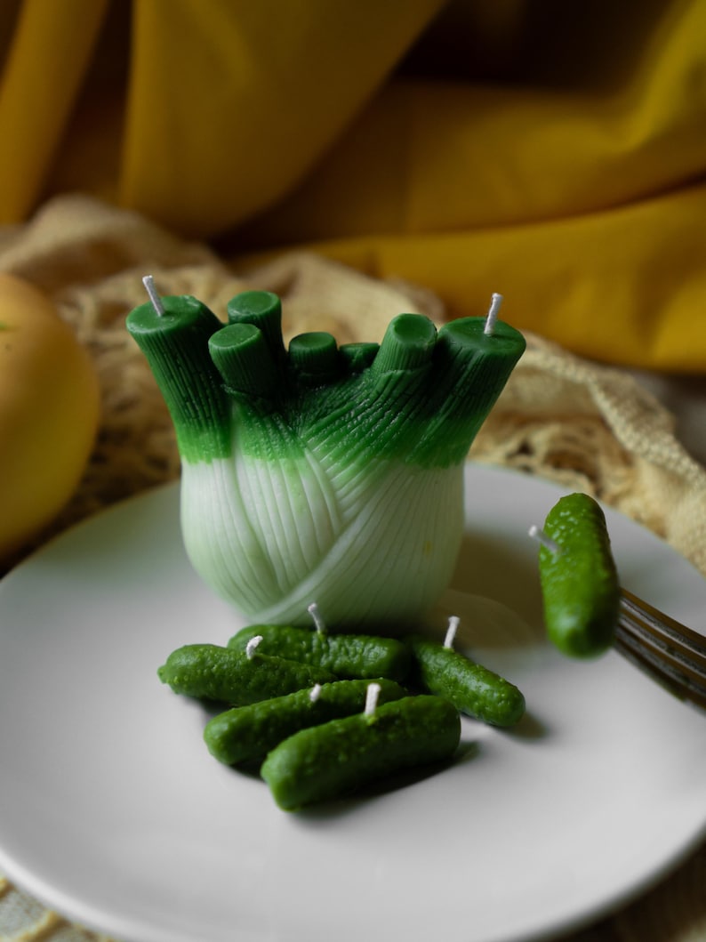 Sojawachs Gemüsekerzen-Set, Tomate-Fenchel-Gurke, Kunstdekor Küchengeschenk