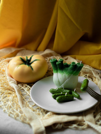 Sojawachs Gemüsekerzen-Set, Tomate-Fenchel-Gurke, Kunstdekor Küchengeschenk
