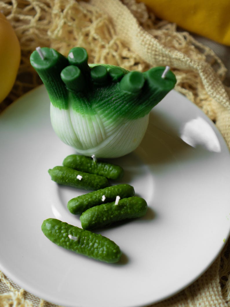 Sojawachs Gemüsekerzen-Set, Tomate-Fenchel-Gurke, Kunstdekor Küchengeschenk