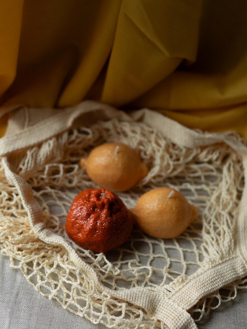 Zitrusförmige Kerzen, Zitrone und Blutorange, Soja-Olivenwachs, 65 g, Deko