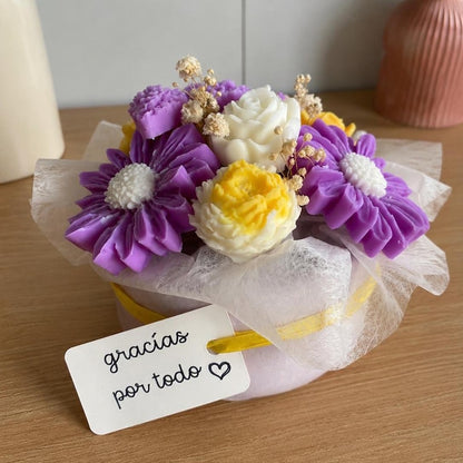 Duftender Sojawachsblumenstrauß in Dekotopf, handgefertigt, wiederverwendbar