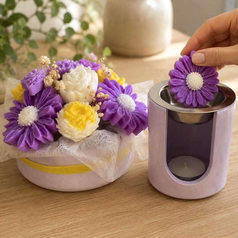 Duftender Sojawachsblumenstrauß in Dekotopf, handgefertigt, wiederverwendbar