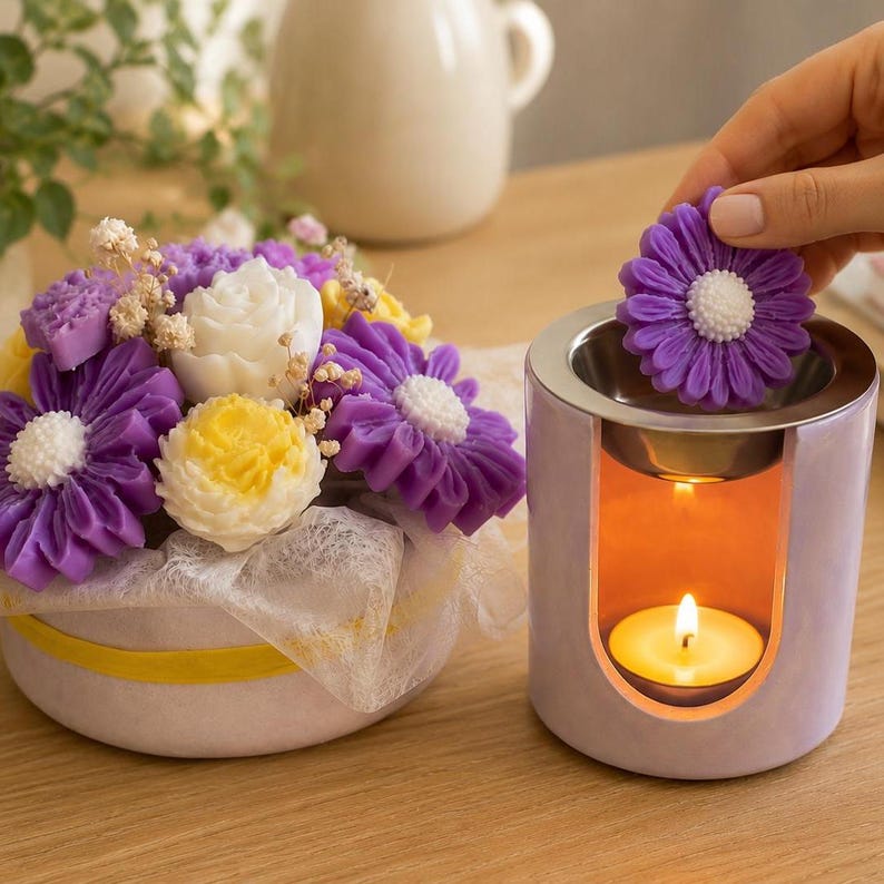 Duftender Sojawachsblumenstrauß in Dekotopf, handgefertigt, wiederverwendbar