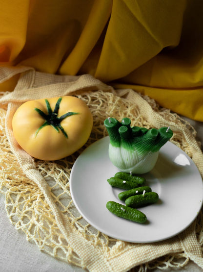 Sojawachs Gemüsekerzen-Set, Tomate-Fenchel-Gurke, Kunstdekor Küchengeschenk