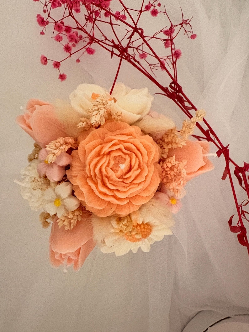 Hortensien Duftkerze im Keramiktopf – Handgefertigte Blumenkerze