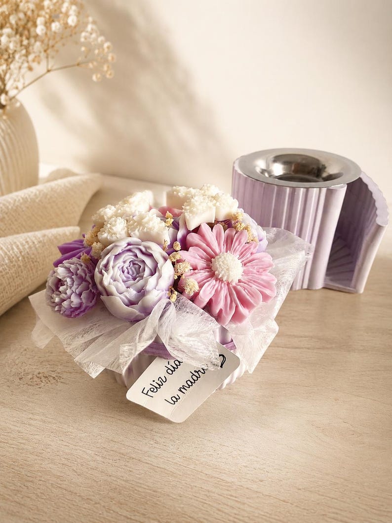 Duftender Sojawachsblumenstrauß in Dekotopf, handgefertigt, wiederverwendbar