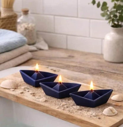 Schiffchen Kerzen Set, 3 Stück, Schwimmkerzen, Maritime Tischdeko, Minimalistische Kerzen