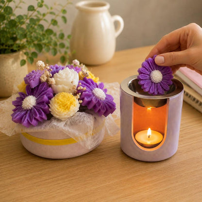 Duftender Sojawachsblumenstrauß in Dekotopf, handgefertigt, wiederverwendbar
