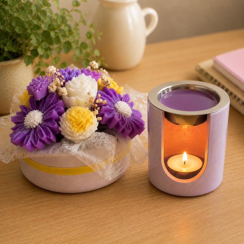 Duftender Sojawachsblumenstrauß in Dekotopf, handgefertigt, wiederverwendbar