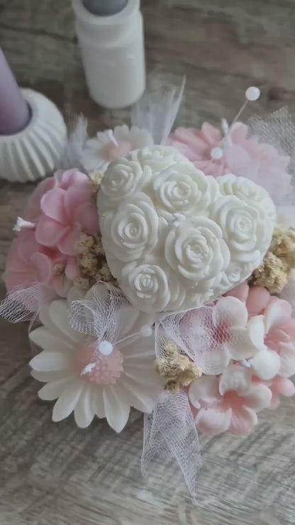 Blumenkerzen Bouquet Handgefertigtes Blumengesteck aus Kerzen Kerzenwachs Blumenstrauß im Gipstopf Deko